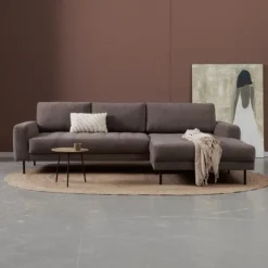 Pepp Hoekbanken|Bank Oreo Chaise longue rechts linnen bruin