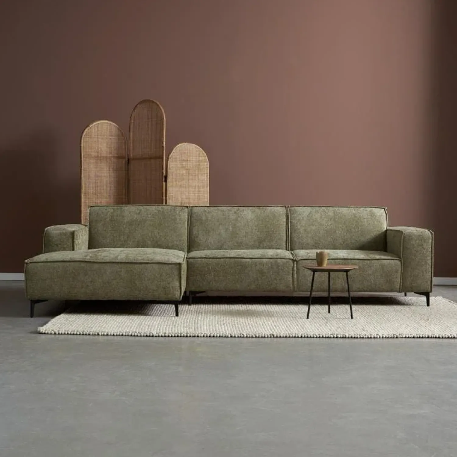 Pepp Loungebanken|Bank River Chaise longue links – Groen stof
