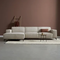 Pepp Loungebanken|Bank River Chaise longue links – Taupe stof