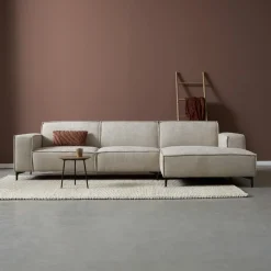 Pepp Loungebanken|Bank River Chaise longue rechts – Taupe stof