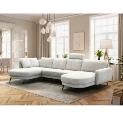 EasyFurn Modulaire Banken|Loungebanken|Bank Soof in U opstelling Longchair arm links+2-zits zonder arm+Divan arm rechts