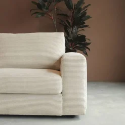 Pepp Hoekbanken|Bank Uno Chaise longue links ribstof beige