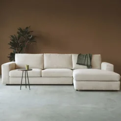 Pepp Hoekbanken|Bank Uno Chaise longue rechts ribstof beige