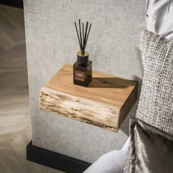 Kalfort Nachtkastjes|Industriele Kasten|Bark houten nachtkastje zwevend set van 2 30cm