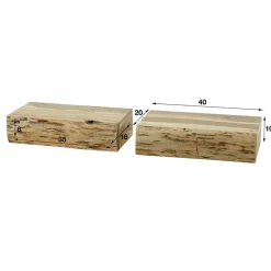 Kalfort Nachtkastjes|Industriele Kasten|Bark houten nachtkastje zwevend set van 2 40cm