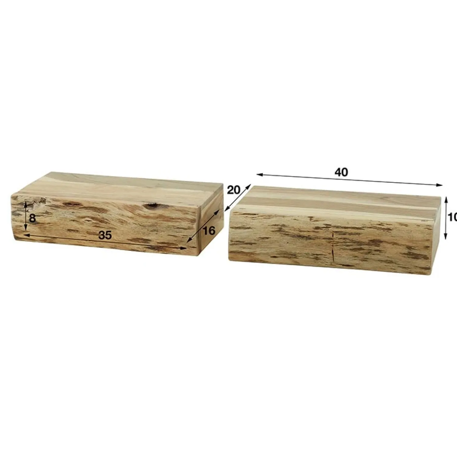 Kalfort Nachtkastjes|Industriele Kasten|Bark houten nachtkastje zwevend set van 2 40cm