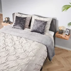 Kalfort Nachtkastjes|Industriele Kasten|Bark houten nachtkastje zwevend set van 2 40cm
