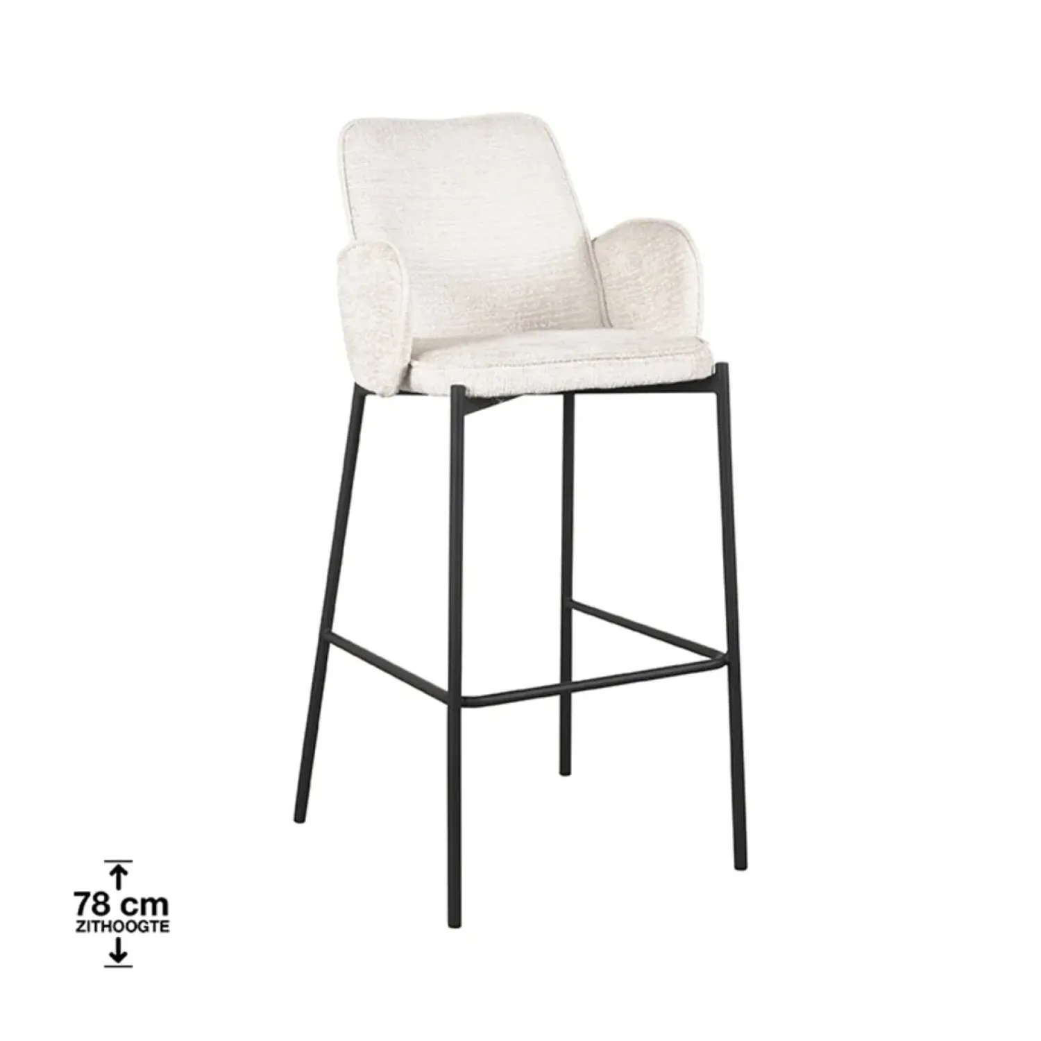 Label51 Barkrukken|Barkruk Joni Beige Fluweel Zithoogte 78cm