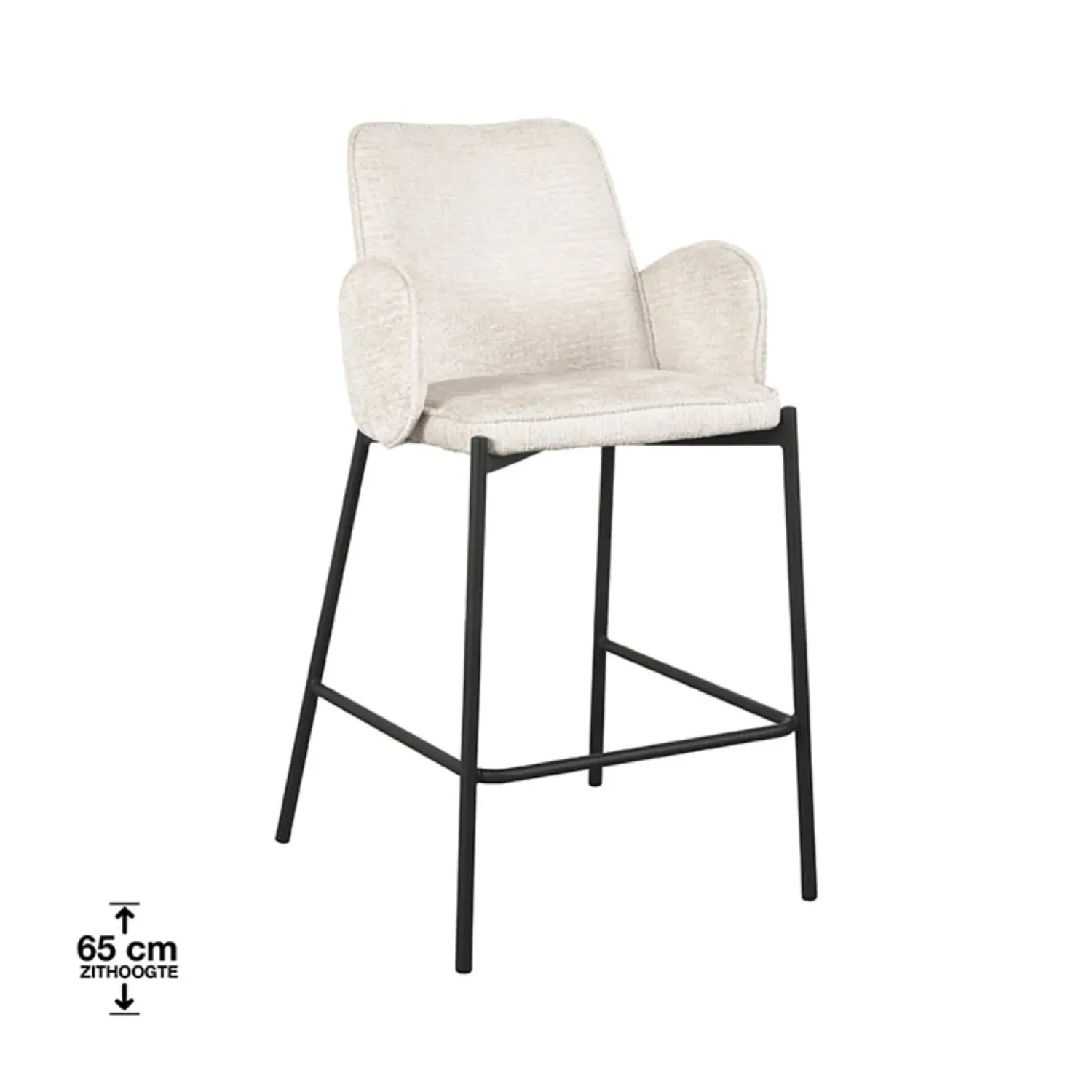 Label51 Barkrukken|Barkruk Joni Crème Fluweel 51cm