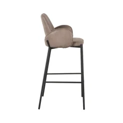 Label51 Barkrukken|Barkruk Joni Taupe Micro Suede Zithoogte 78cm