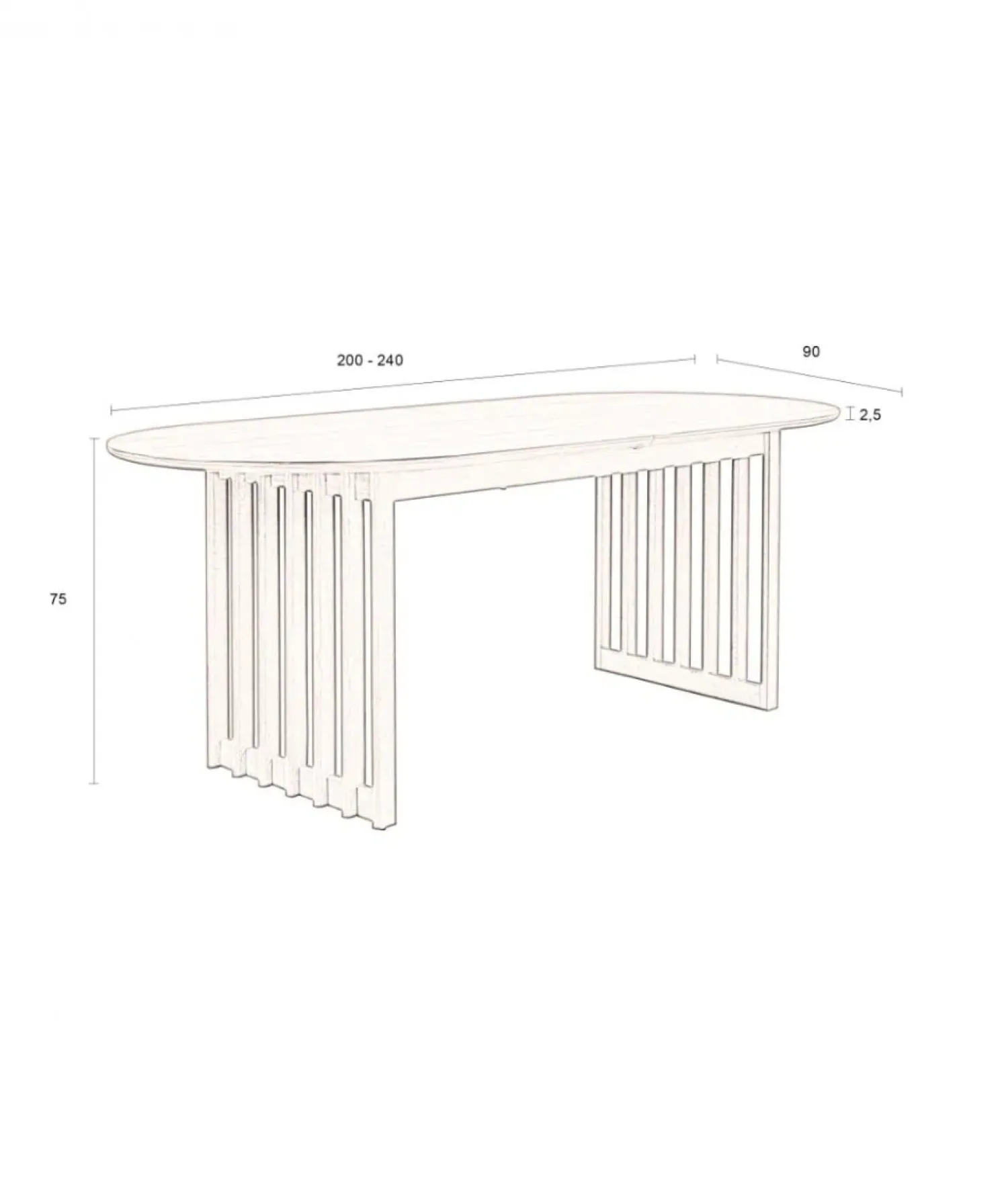 Dutchbone Eettafels|Barlet uitschuifbare Eettafel Eikenhout 200cm