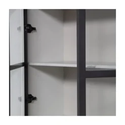 vtwonen Vitrinekasten|Industriele Kasten|Basic Vitrinekast 4-deurs grenen grijs 101cm