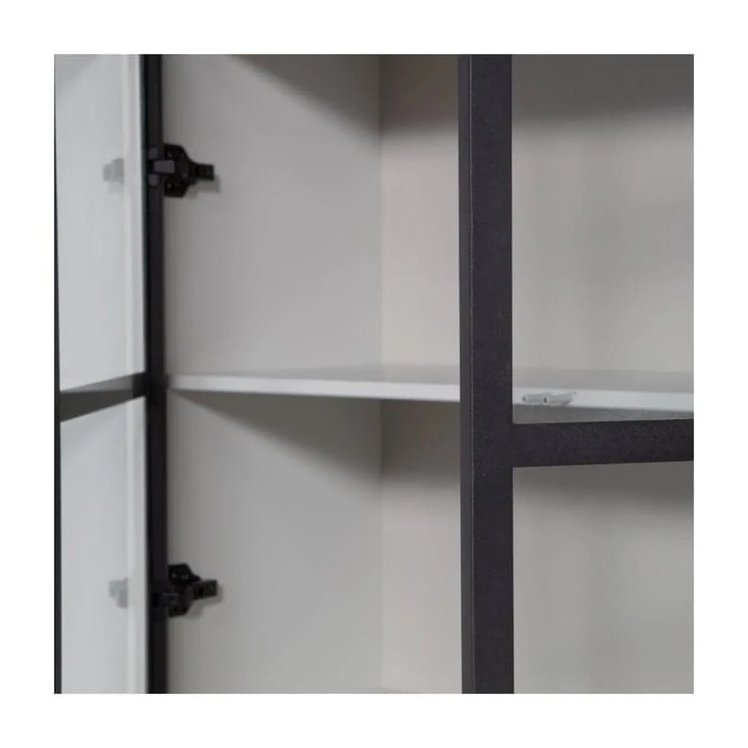 vtwonen Vitrinekasten|Industriele Kasten|Basic Vitrinekast 4-deurs grenen grijs 101cm