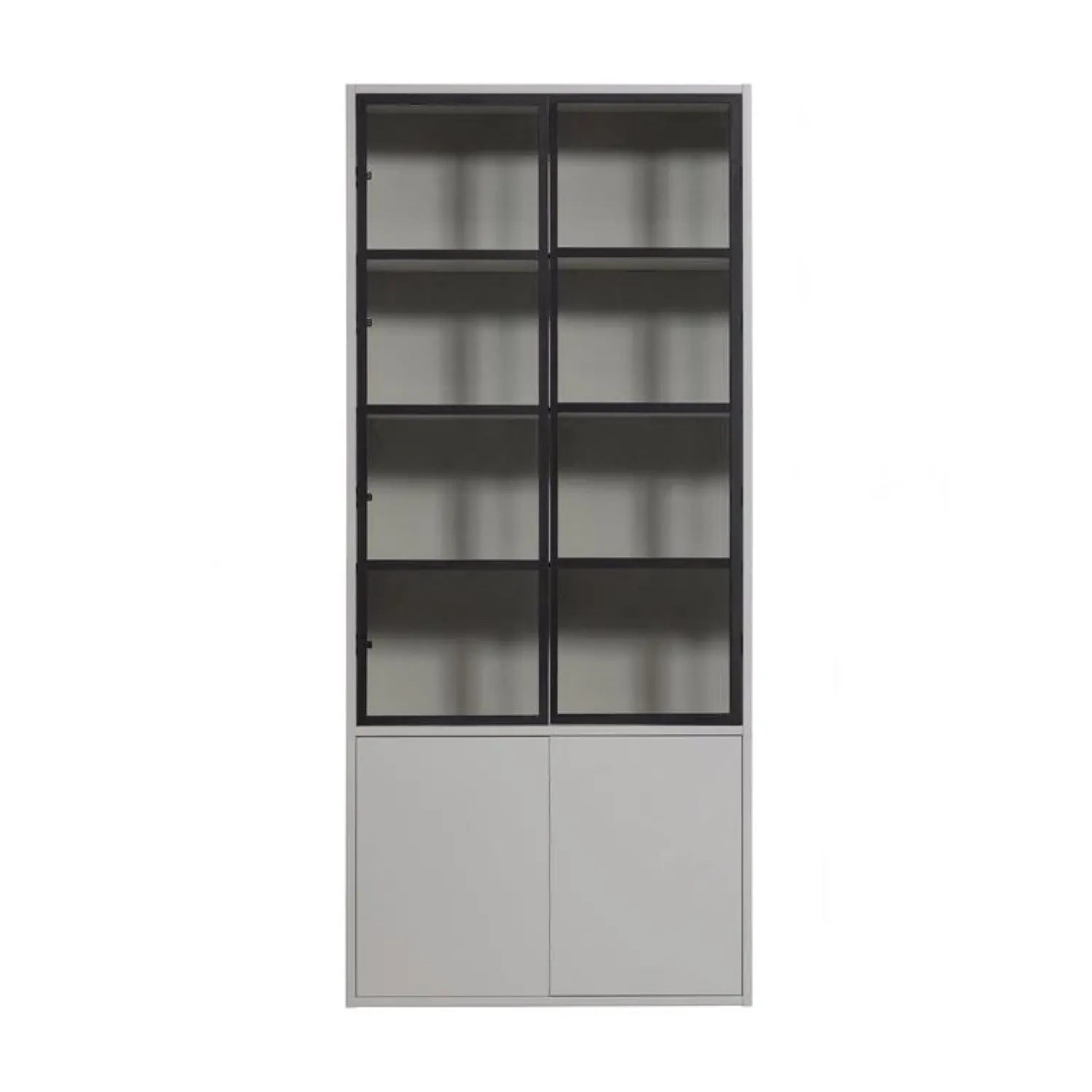 vtwonen Vitrinekasten|Industriele Kasten|Basic Vitrinekast 4-deurs grenen grijs 101cm