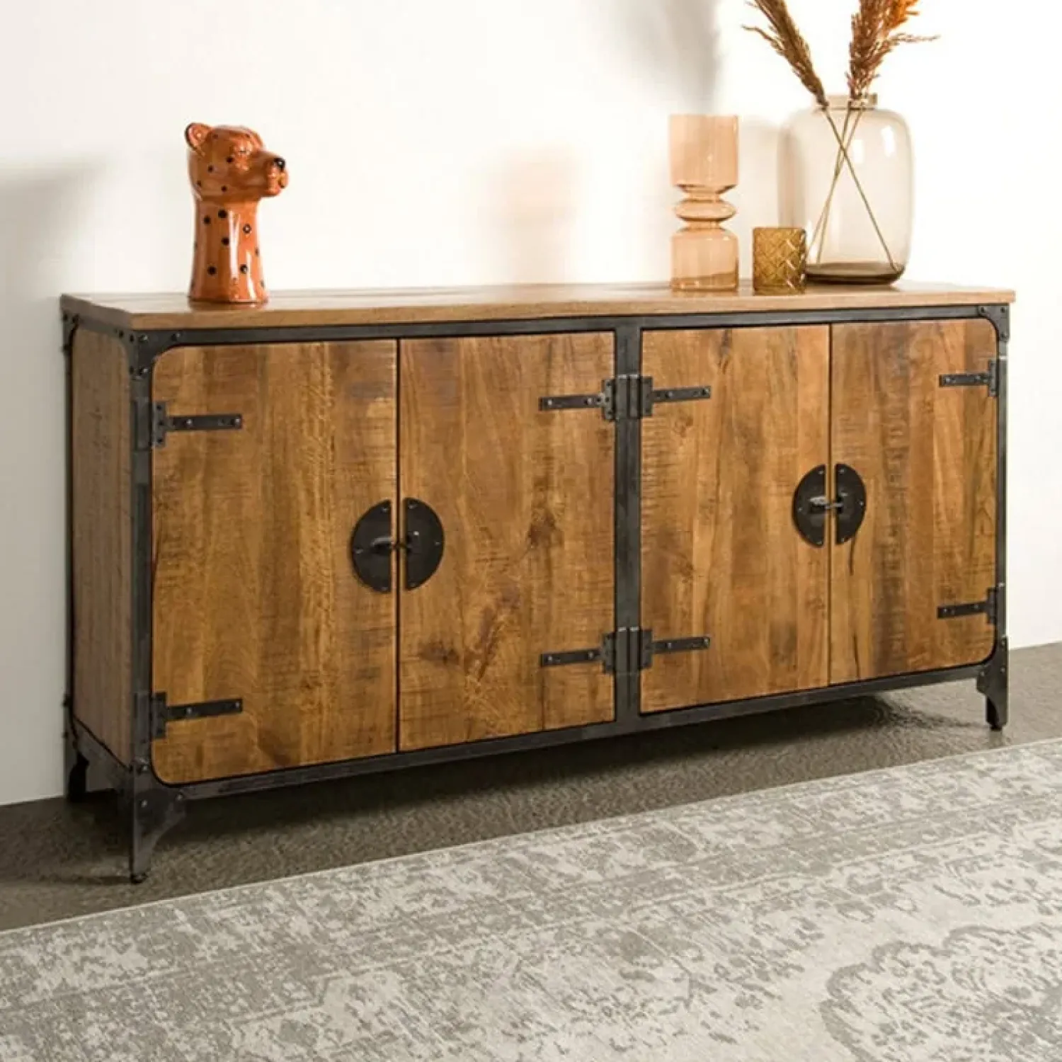 Tower living Dressoirs|Industriele Kasten|Basto Dressoir 4 drs mango naturel matt 180cm