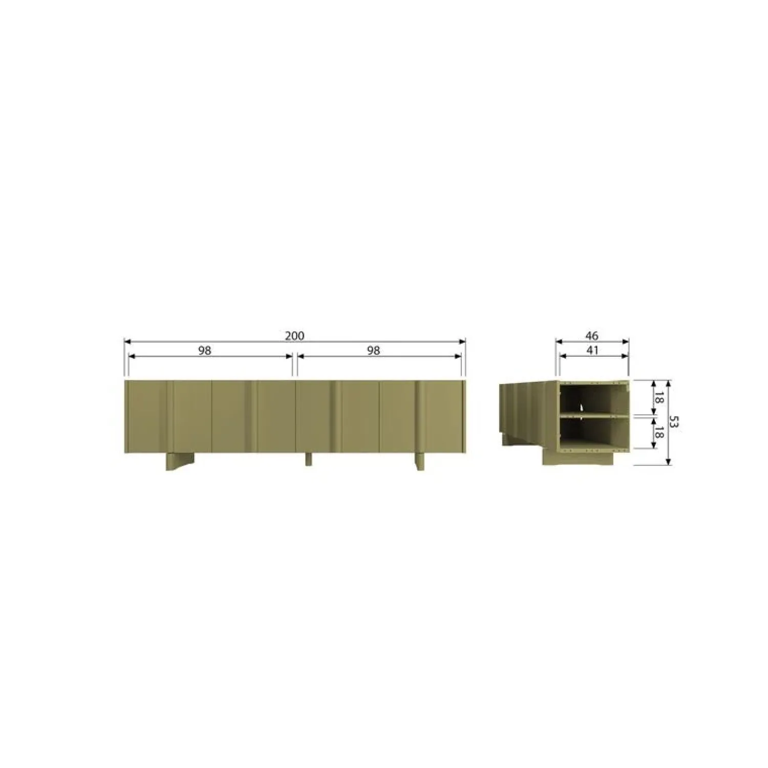WOOOD Industriele Kasten|Tv Meubels|Basu Tv meubel grenen moss 200 cm