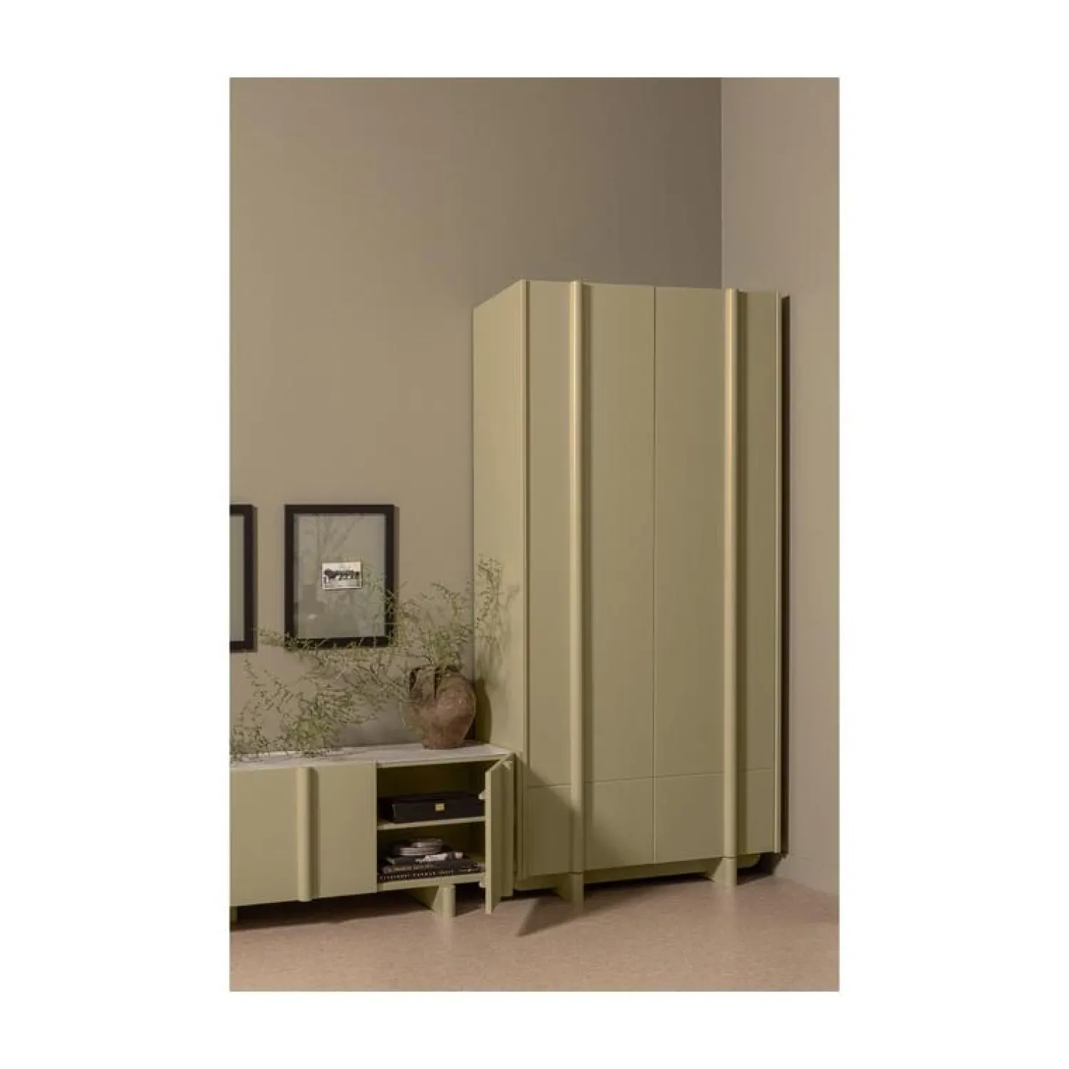 WOOOD Wandkasten|Industriele Kasten|Basu Wandkast grenen moss 101 cm