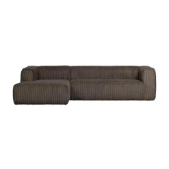 WOOOD Hoekbanken|Bean Hoekbank links ribstof taupe 305cm