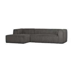 WOOOD Hoekbanken|Bean Hoekbank links ribstof taupe terrazzo 305cm