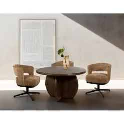 Mysons Eetkamerstoelen|Beau eetkamerfauteuil draaipoot Bruin