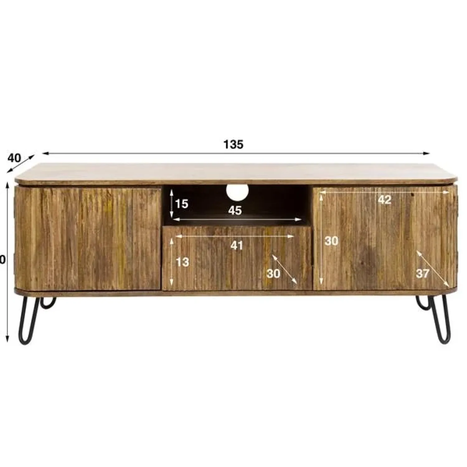 Kalfort Industriele Kasten|Tv Meubels|Belisa TV-meubel mangohout zandkleur 135cm