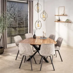 Kalfort Hanglampen|Bellamy 3-lichts getrapte Hanglamp Beige