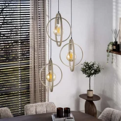 Kalfort Hanglampen|Bellamy 3-lichts getrapte Hanglamp Beige