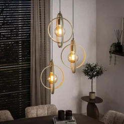 Kalfort Hanglampen|Bellamy 3-lichts getrapte Hanglamp Beige