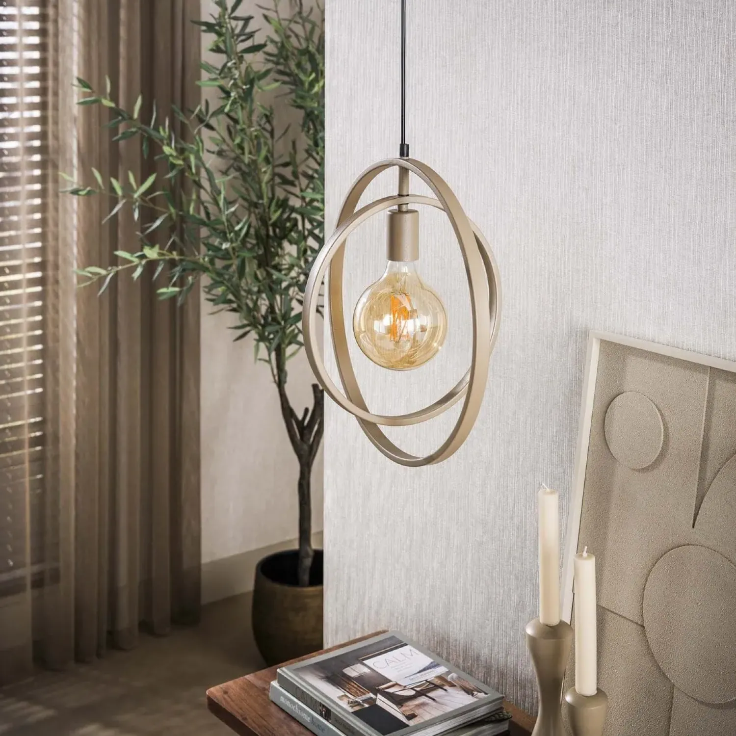 Kalfort Hanglampen|Bellamy 1-lichts Hanglamp Beige