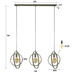 Kalfort Hanglampen|Bellamy 3-lichts Hanglamp Beige