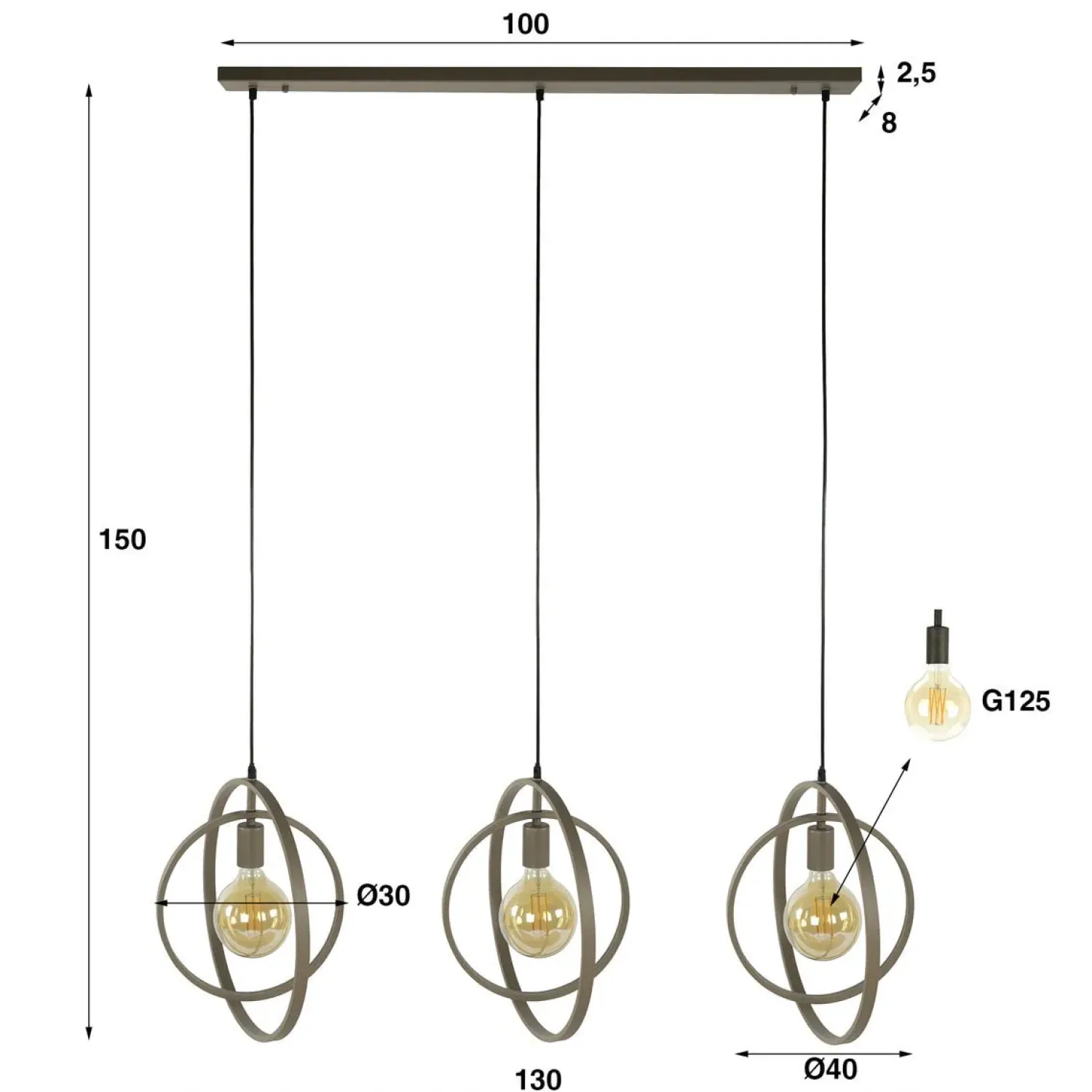 Kalfort Hanglampen|Bellamy 3-lichts Hanglamp Beige
