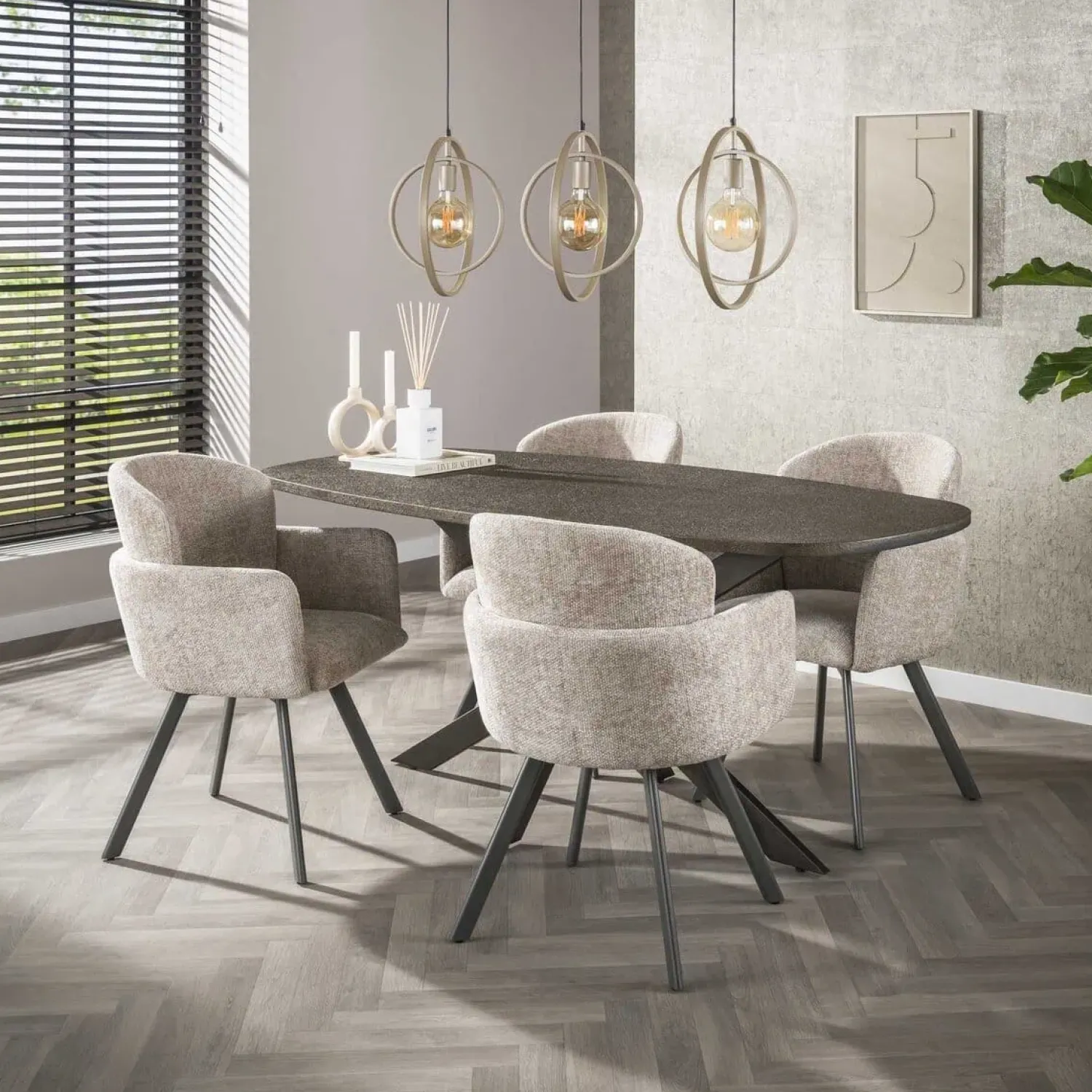 Kalfort Hanglampen|Bellamy 3-lichts Hanglamp Beige