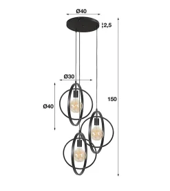 Kalfort Hanglampen|Bellamy 3-lichts hanglamp industrieel getrapt
