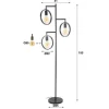 Kalfort Vloerlampen|Bellivia Vloerlamp 3-lichts Charcoal Zwart