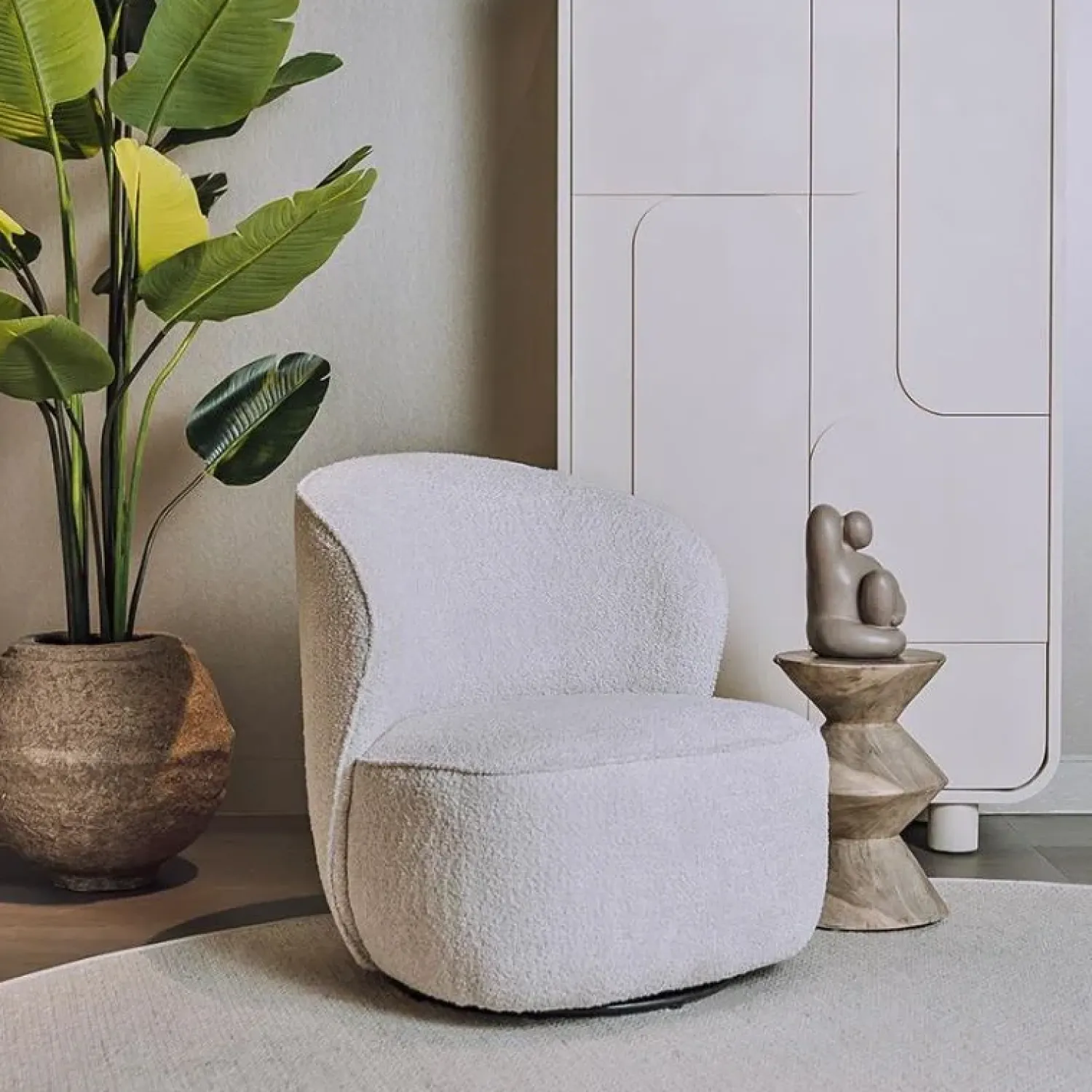 Tower living Fauteuils|Belvi Fauteuil Crème draaibaar