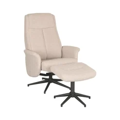 Label51 Fauteuils|Bergen Fauteuil Naturel Boucle incl. Hocker