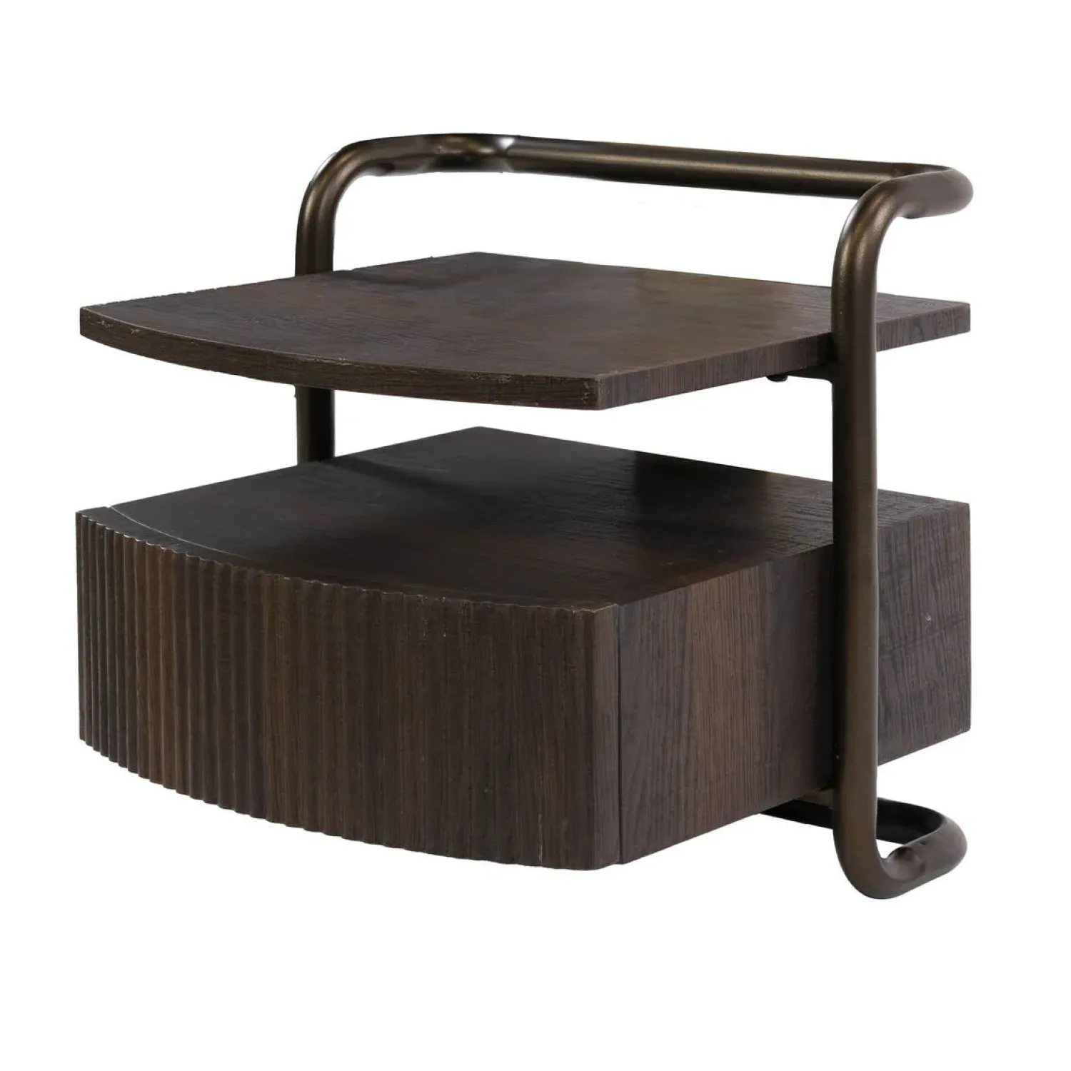 Kalfort Nachtkastjes|Industriele Kasten|Bianca zwevend Nachtkastje 1 lade Donkerbruin 39cm
