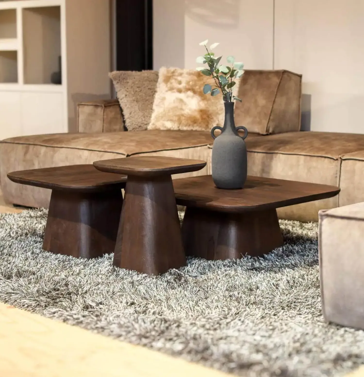 Eleonora Bijzettafels|Bijzettafel Aron vierkant 40×40 bruin