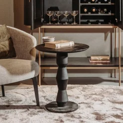 Tower living Bijzettafels|Bijzettafel Gambino rond Zwart Small