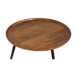 Mysons Bijzettafels|Bijzettafel Jacobs Bruin rond Mangohout 75cm