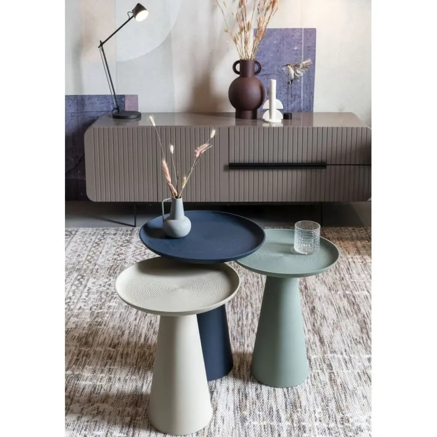 NORI Living Bijzettafels|Bijzettafel Ringar Groot Blauw 39cm