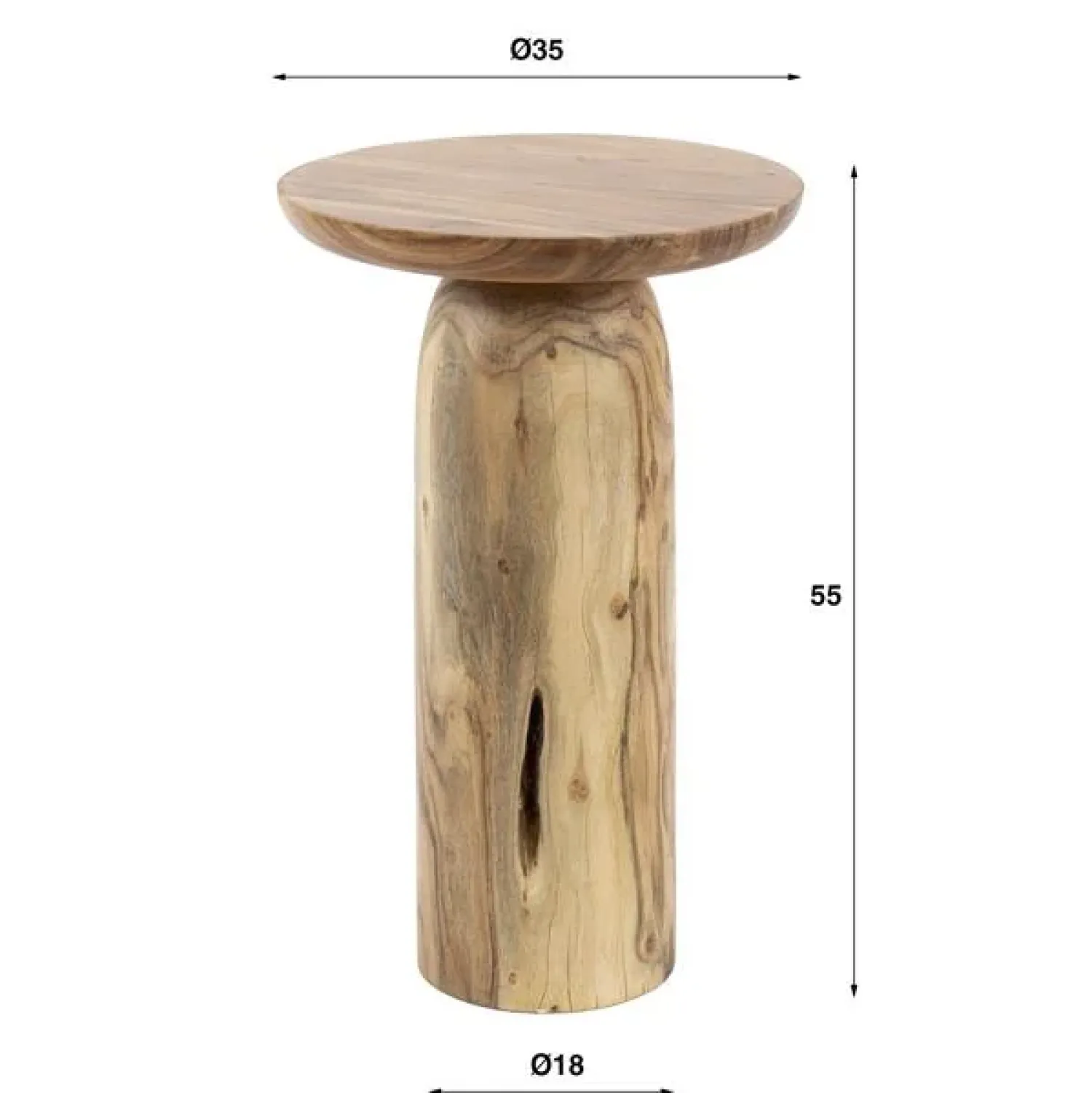 Kalfort Bijzettafels|Billy Bijzettafel XL Acaciahout naturel 40cm