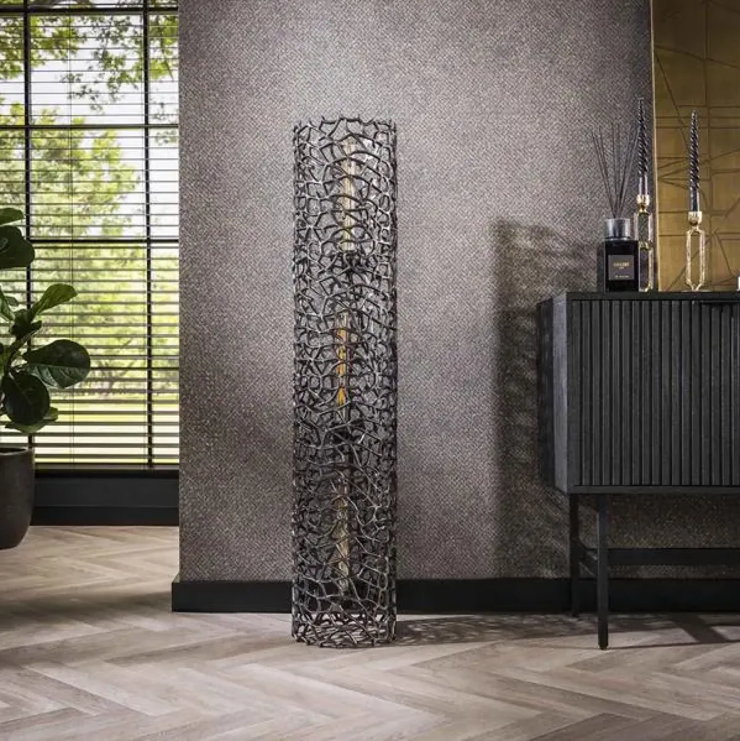 Kalfort Vloerlampen|Blaine 3-lichts Vloerlamp Zwart nikkel XL