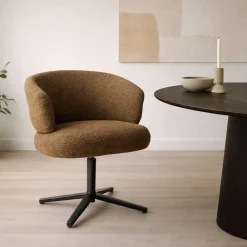 Livingfurn Eetkamerstoelen|Fauteuils|Blake Eetkamerfauteuil Caramel