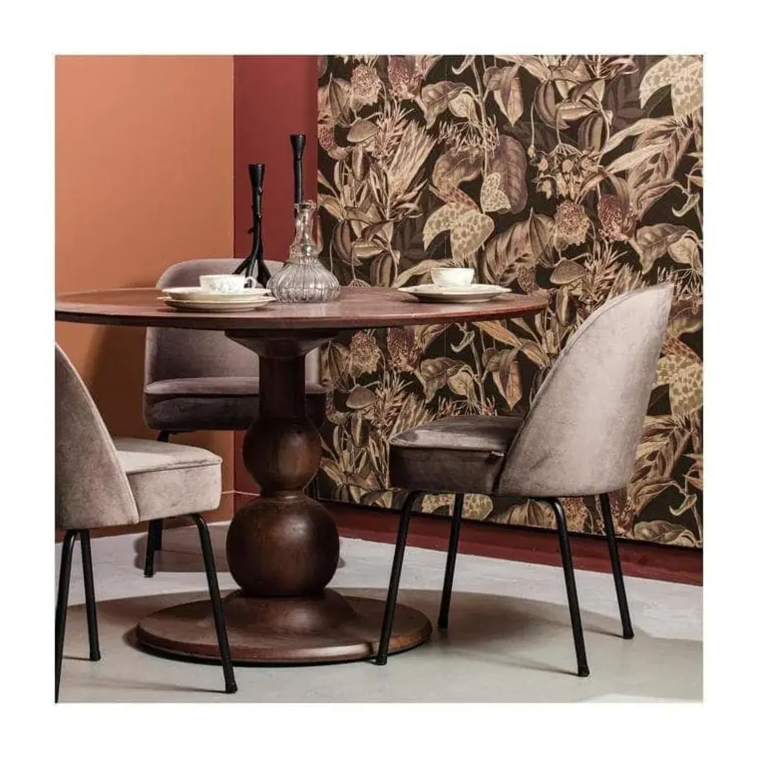 WOOOD Eettafels|Blanco ronde Eettafel mangohout walnoot 120cm