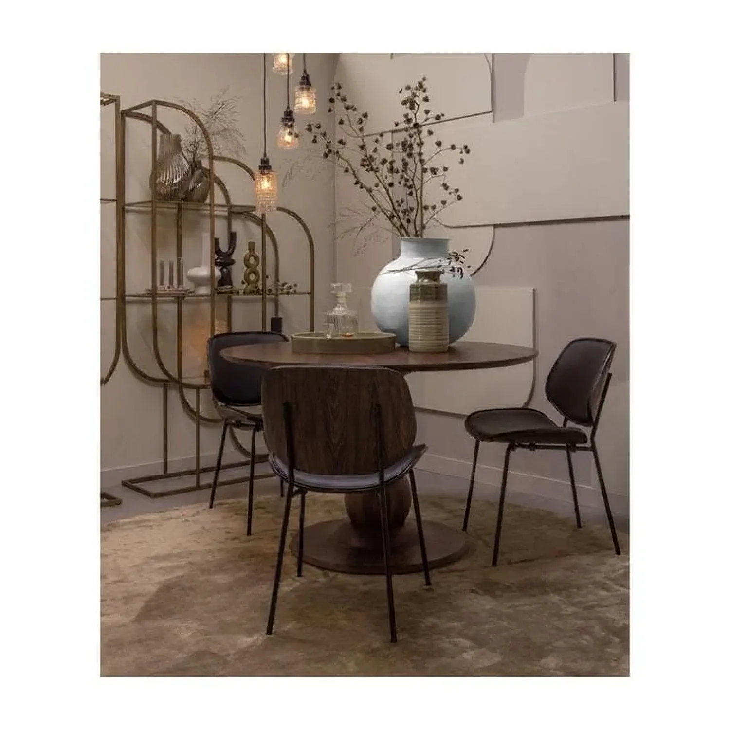WOOOD Eettafels|Blanco ronde Eettafel mangohout walnoot 120cm