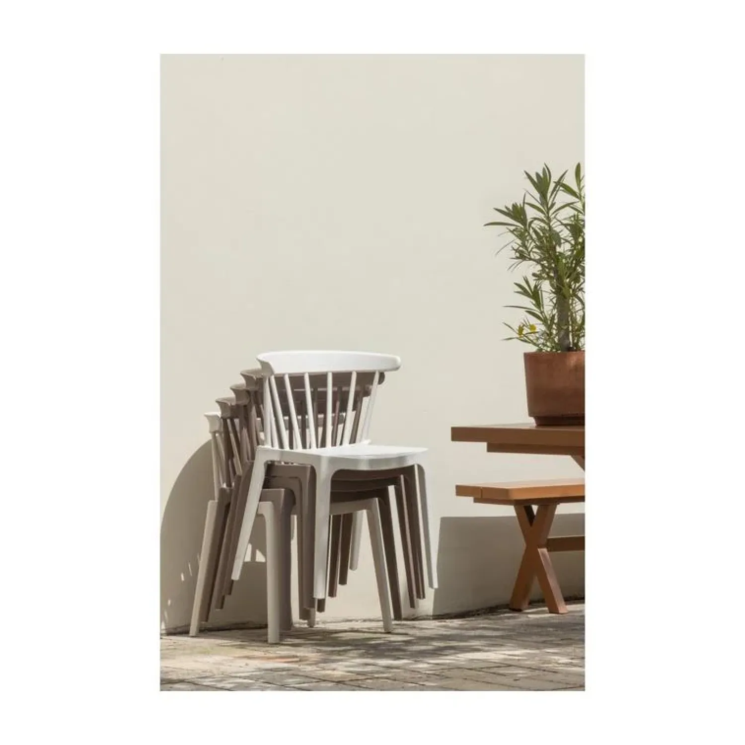 WOOOD Tuinstoelen|Bliss Tuinstoel kunststof bruin melange