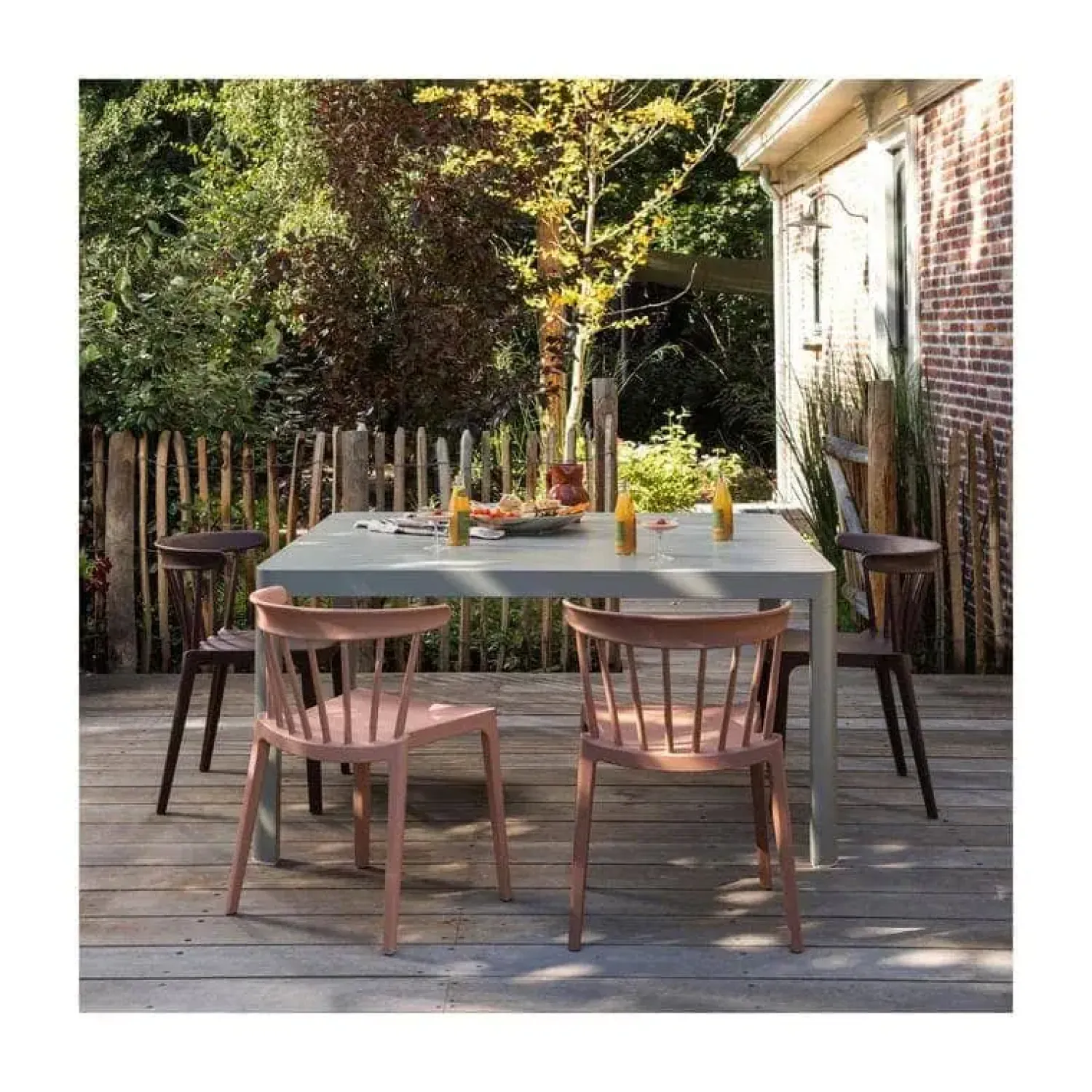WOOOD Tuinstoelen|Bliss Tuinstoel kunststof zalmroze