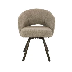 Kalfort Eetkamerstoelen|Boca Armstoel Draaibaar Bouclé Zand-bruin