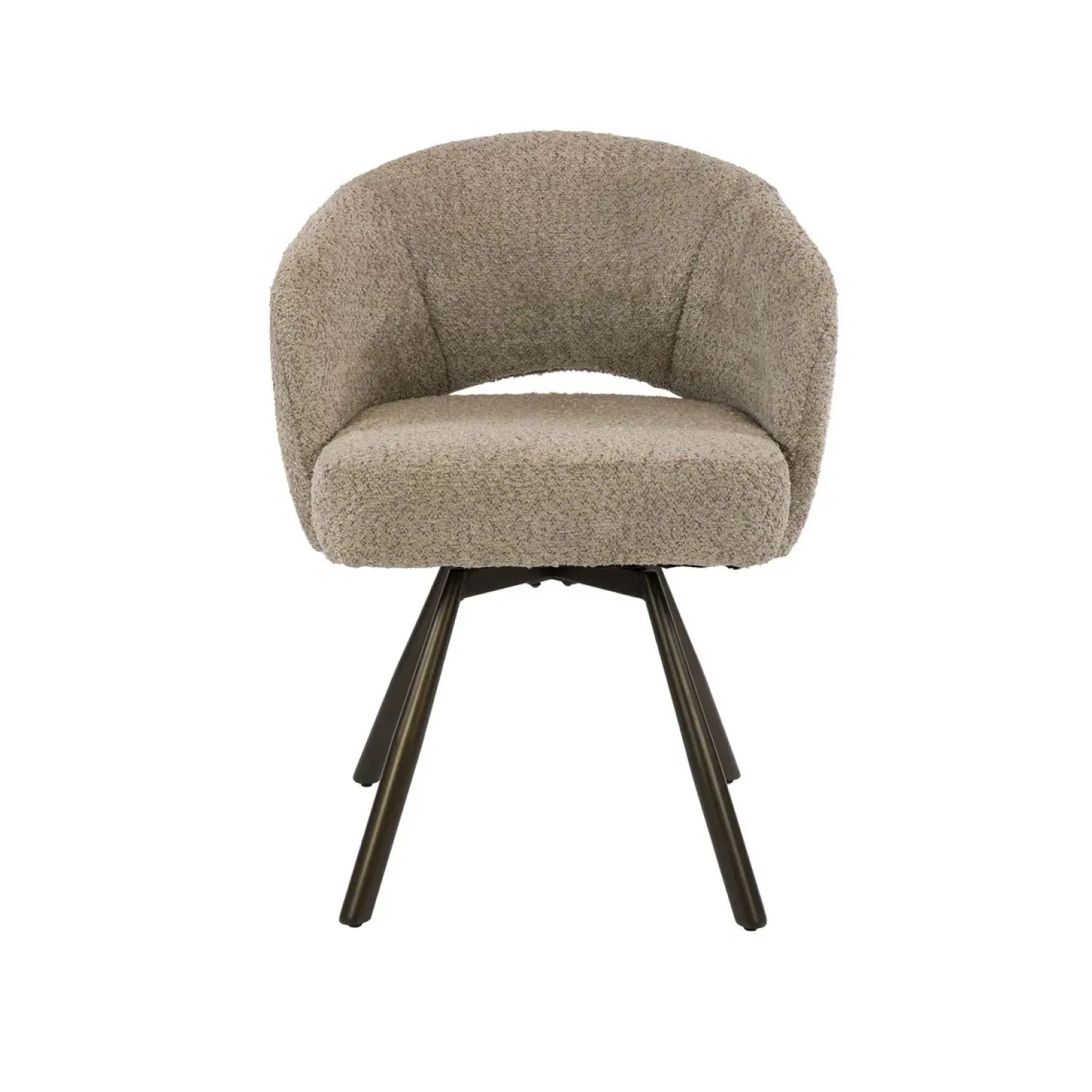Kalfort Eetkamerstoelen|Boca Armstoel Draaibaar Bouclé Zand-bruin
